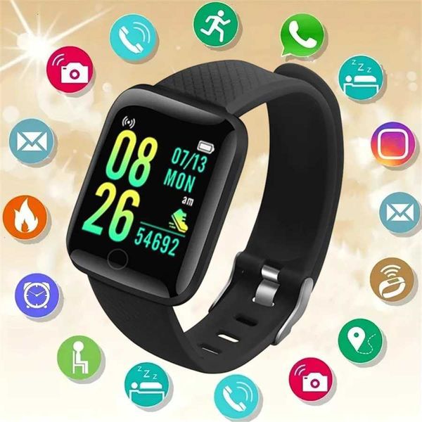 Smart Watch Sport Wristband Fitness Monitoring Track Heart Rate Call and Message Remind Men Smartwatch Woman 116 Plus Clock D13W251128