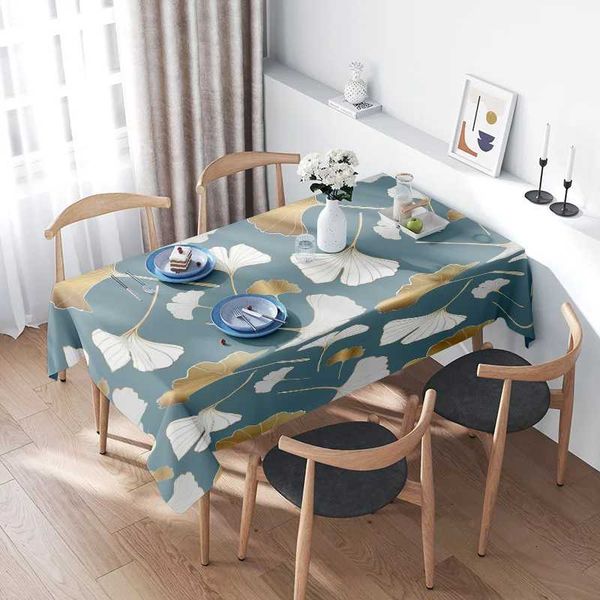 Modern Minimalist Floral Tablecloth Blue Ginkgo Design — compare prices at CompareOffers