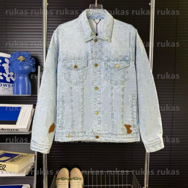 Clothing Jackets Designer Mens Denim Small Flower Letters Embroidered High Washed Jacket Luxury Coat Size S-xl