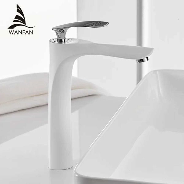 Basin Faucets White Color Basin Mixer Tap Bathroom Faucet Hot and Cold Chrome Finish Brass Toilet Sink Water Crane Gold 228 M251129
