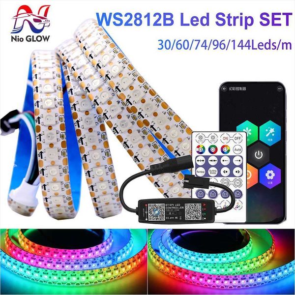 5V WS2812B LED Strip USB Bluetooth Music Controller 28Keys Kit RGB 30/60/74/96/144Leds/m Individually Addressable Smart LED Stri M251129