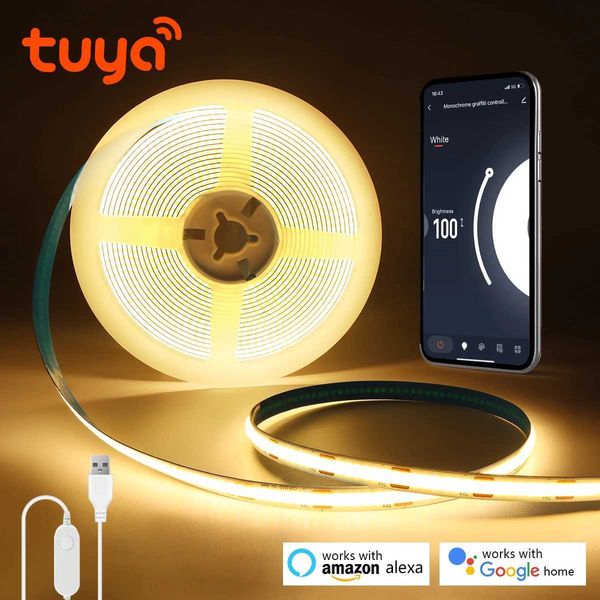 DC5V Tuya Smart WiFi COB USB LED Strip Light 320leds/M Silica Gel Tube LED Lights Tape Bedroom Wall Kitchen Cabinet Backlighting M251129