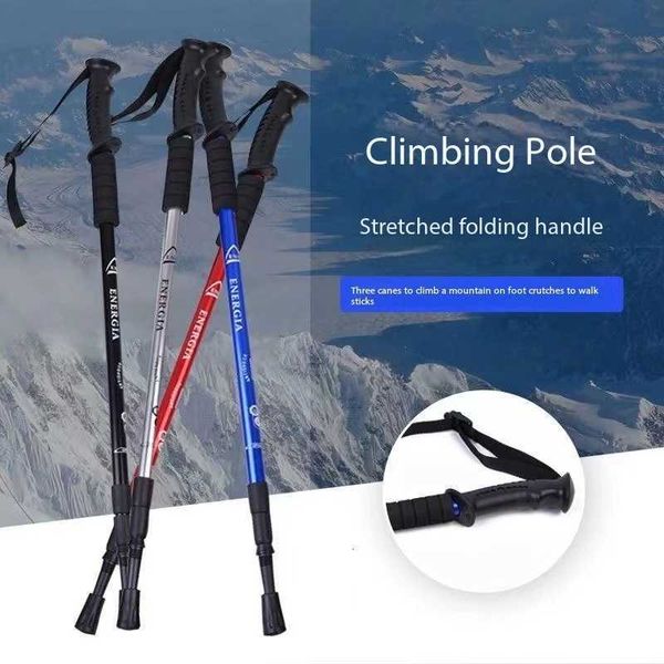 Outdoor Folding Trekkings Pole Portable Walking Hiking Telescopic Stick Lightweight Camping Climbing Trekking Stick X251128 Z260511