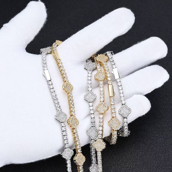 Hip Hop Spring Buckle Brass Moissanite Tennis Chain — compare prices at CompareOffers