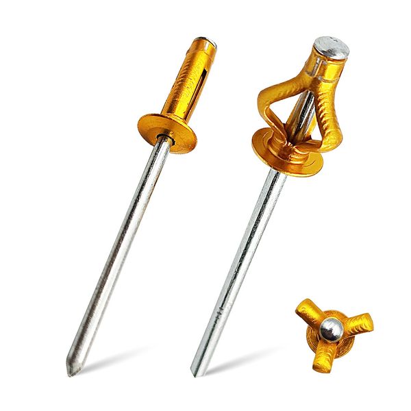 100Pcs Golden Trifold Blind Pop Rivets Aluminium Dome Head Steel Shank Mandrel for Soft or Plastic Material 4.0mm Dia 5/32
100Pcs Golden Trifold Blind Pop Rivets Aluminium Dome Head Steel Shank Mandrel for Soft or Plastic Material 4.0mm Dia 5/32