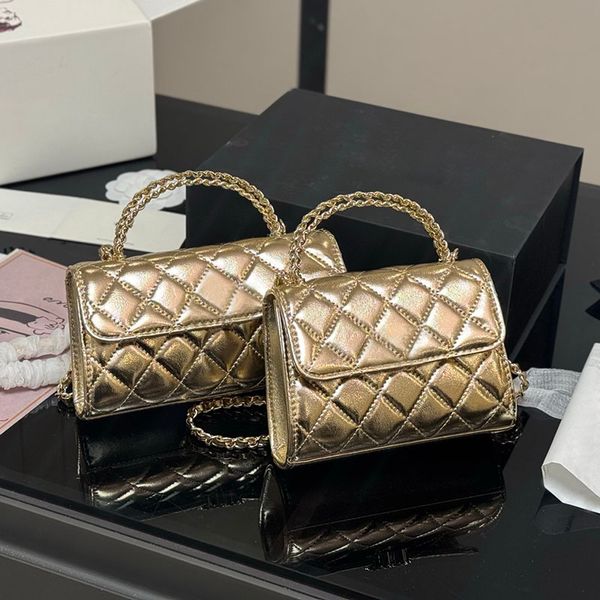 Two Sizes Ladies Shiny Gold Leather Purse Designer Mini Flap Bag 19 Series Matelasse Chain Hardware Shoulder Handbag with Cross Handle Wallet Sacoche 15/19cm, Aa
Two Sizes Ladies Shiny Gold Leather Purse Designer Mini Flap Bag 19 Series Matelasse Chain Hardware Shoulder Handbag with Cross Handle Wallet Sacoche 15/19cm, Aa
