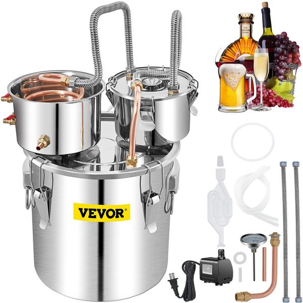VEVOR Alcohol Still, 13.2Gal / 50L Stainless Steel Water Alcohol Distiller Copper Tube Home Brewing Kit Build-in Thermometer for DIY Whisky Wine Brandy, Silver
VEVOR Alcohol Still, 13.2Gal / 50L Stainless Steel Water Alcohol Distiller Copper Tube Home Brewing Kit Build-in Thermometer for DIY Whisky Wine Brandy, Silver