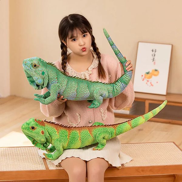 Plush Toy Lifelike Green Brown Iguana Figurine Model Cute Reptile Lizard Plush ++ Toys Simulation Animal Stuffed doll Doll Boys Gifts For Kids