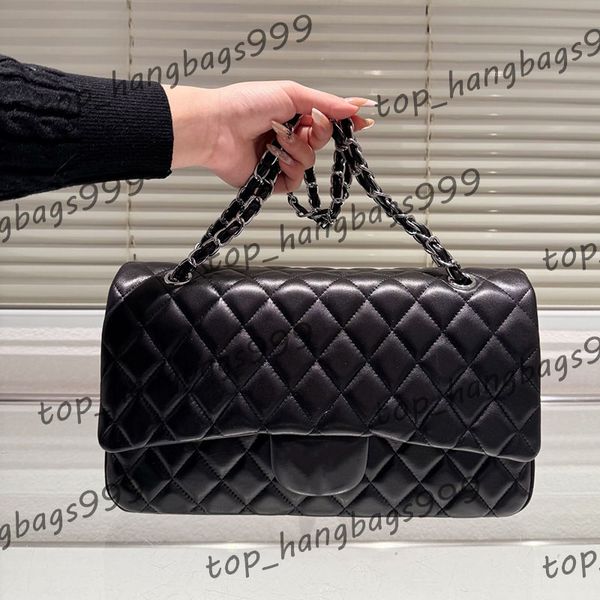 Soft Lambskin Leather Handbag Classic Double Fap Quilted Shoulder Bags Gold Matelasse Chain Crossbody Bag Multi Pochette Sacoche Pocket 25cm