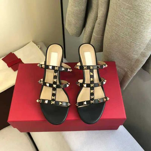 womens Heeled sandals summer 2025 New woman sandals Leather High Heels slipper Gladiator Ladies Shoes 6cm Q251230