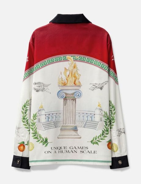 25ss New Quality Red White Sicilian Vacation Shirts Silk Casual Long Sleeved Shirt Men Designer Lapel Buttons Up Cardigan Fashion Tops