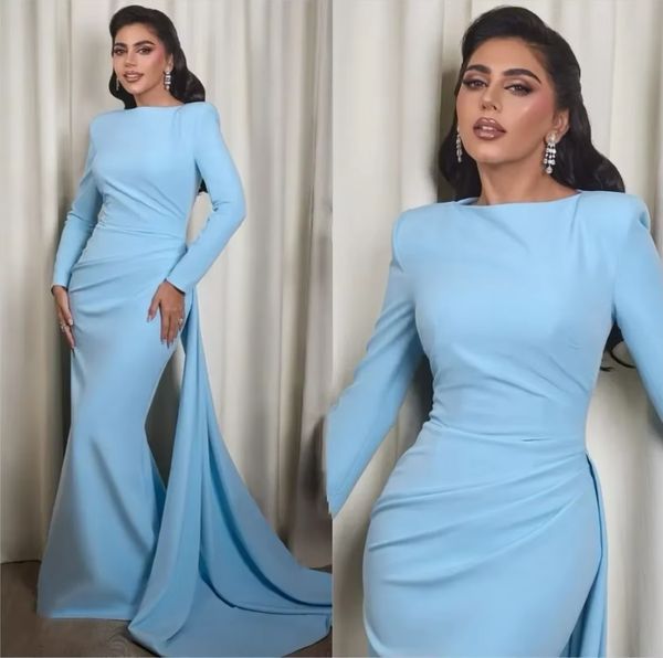 Elegant Light Sky Blue Satin Mermaid Evening Dresses — compare prices at CompareOffers