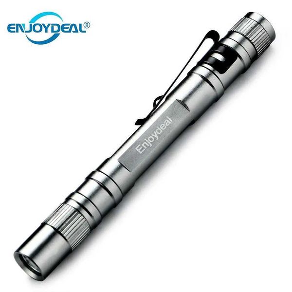 1/3 /5PCS LED Flashlight Torch 1600 Lumens Lamp Pocket Light Mini Penlight AAA LED Flashlight Torch with Clip Silver for Hunting Z250211