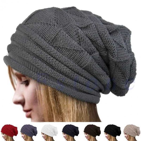 Solid Oversi Winter Baggy Beanies Sklies Ski Slouchy Knitted Hats Caps for Wen Men Unisex Outdoor Hip Hop Wool Warm Hat X250212