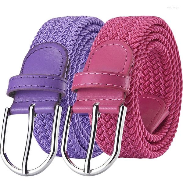 Belts Elastic Nylon Unisex Casual Knitted Pin Buckle Jeans Belt Woven Canvas Expandable Stretch Waistband For Women Men Girdle