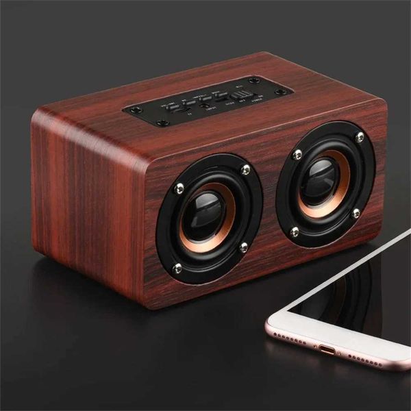 W5 Speakers Wood Wireless Soundbox 10W Dual Horn Shocking Bass HIFI Soundbox Intelligent Voice Call Audio Loudspeaker Z250213