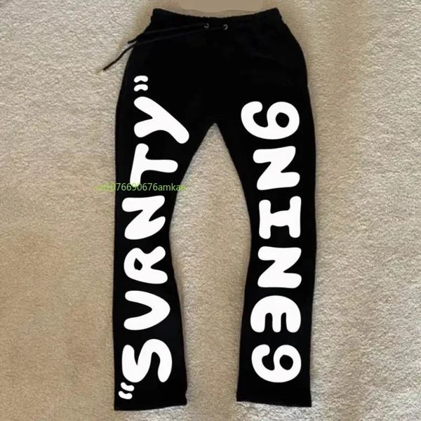 Black Casual Pants Men and Women Ins Letters Printed Cotton Y2k Hundred Sports Street Style Loose Comfortable
