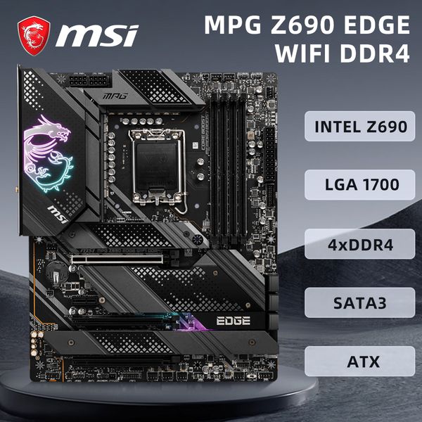 MSI MPG Z690 EDGE WIFI DDR4 Motherboard Support i9-14900KF i7-13700K i5-12400F i3-12100 CPU DDR4 4xM.2 ATX LGA1700 Mainboard