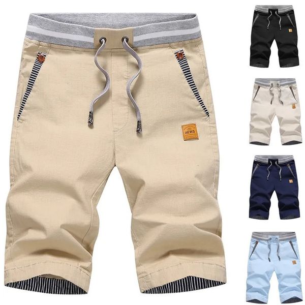 Summer Casual Shorts Men Cotton Breathable Joggers Breeches Sweatshorts Male Elastic Waist KneeLength Pants