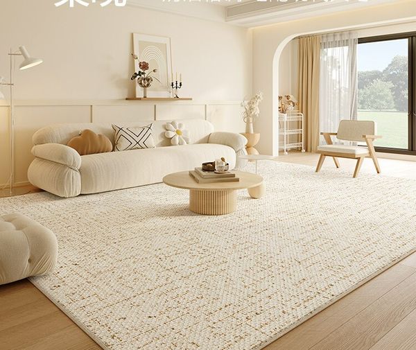 Bedroom Cream Style Solid Color Waterproof No-maintenance Floor Mat No-wash Wipeable Sofa Coffee Table
