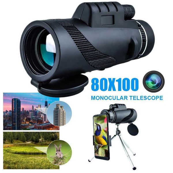 80x100 HD Monocular Telescope Day Vision BAK4 Prism Optional Phone Adapter Tripod for Bird Watching Hunting Sports Z250219