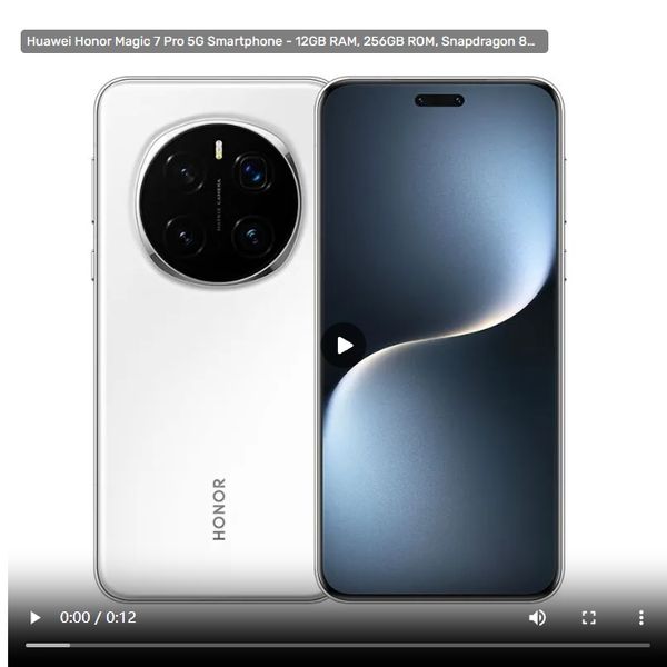 2025 Huawei Honor Magic 7 Pro 5G Smartphone - 12GB RAM, 256GB ROM, Snapdragon 8 Elite, 200MP Camera, 5850mAh Battery, 6.8" 120Hz Full Screen, Fingerprint ID, NFC
2025 Huawei Honor Magic 7 Pro 5G Smartphone - 12GB RAM, 256GB ROM, Snapdragon 8 Elite, 200MP Camera, 5850mAh Battery, 6.8" 120Hz Full Screen, Fingerprint ID, NFC