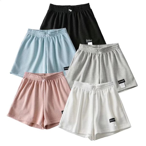 Summer Shorts Women Elasticity Letter Label High Waisted Sports Shorts Harajuku Simple Solid Colory Loose Shorts