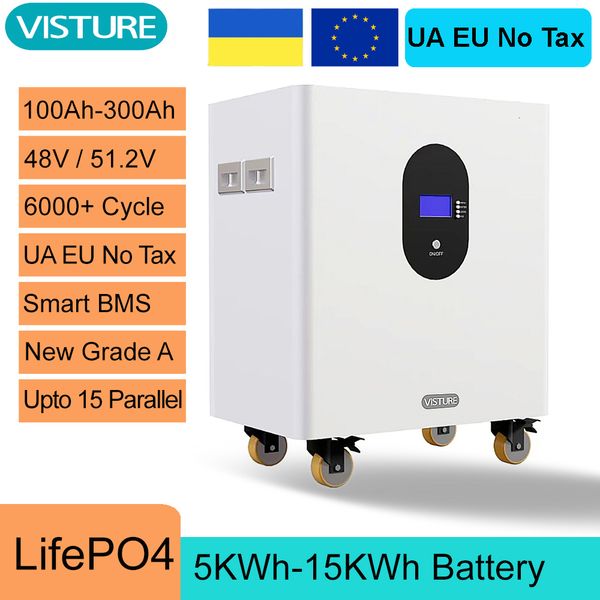 51.2V LiFePO4 100Ah 200Ah 300Ah Battery Pack Cabinet Built-in Smart BMS Solar Energy Storage 48V 15KWH 10KWH 5KWH Power System
