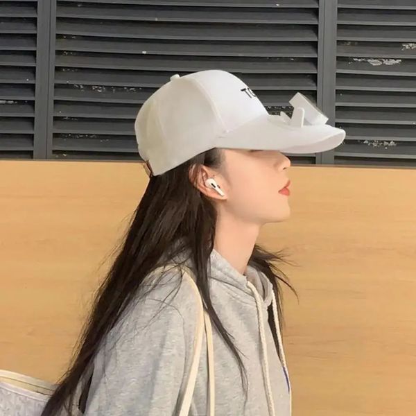 Detachable Baseball Hat with Cooling Fan Sunhat Outdoor Sun Protection Cap Long Brim Strong Wind USB Solar Charging 250221