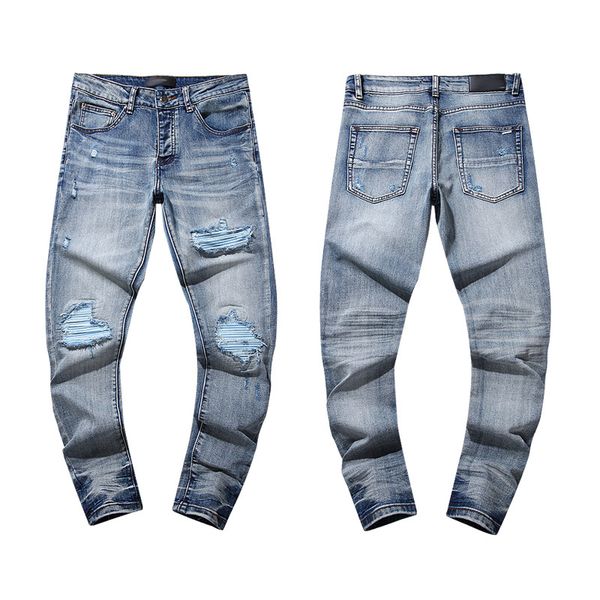 mens jeans classic High street retro perforated casual trend mri hip hop denim pants, Blue-305
mens jeans classic High street retro perforated casual trend mri hip hop denim pants, Blue-305