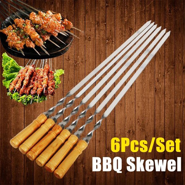 Stainless Steel Extended Reusable Barbecue Outdoor Camping Beend Lamb Skewers Picnic Flat Tools 250219, 6pcs45cm
Stainless Steel Extended Reusable Barbecue Outdoor Camping Beend Lamb Skewers Picnic Flat Tools 250219, 6pcs45cm