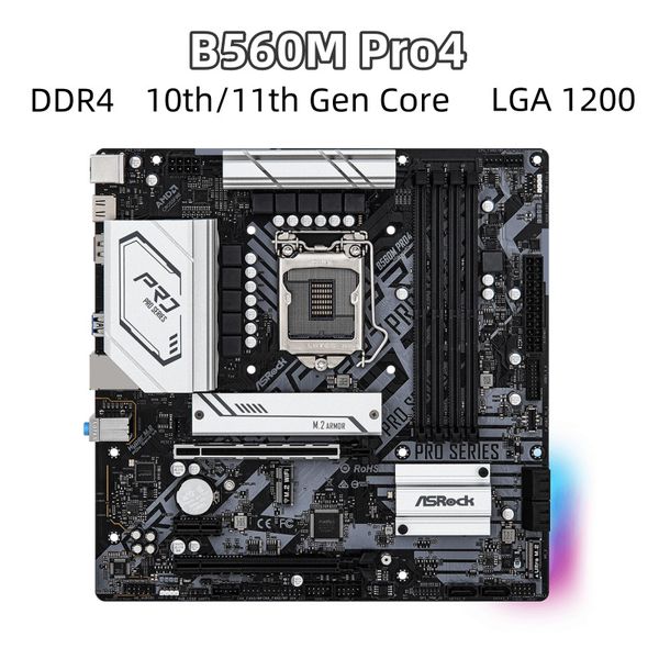 B560M Pro4 Motherboard Original DDR4 128GB SATA3 RGB Desktop Intel B560 Motherboard ATX USB3.0 M.2 LGA 1200 i7/i5/i3 Processors
