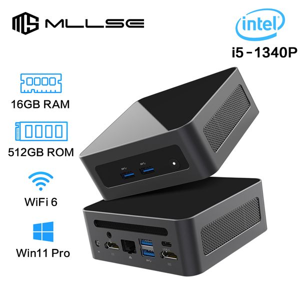 MLLSE Mini PC G5 intel i5-1340P Windows 11 Pro Intel 12th 16GB DDR4 RAM 512GB ROM WiFi 6 BT5.2 Desktop Computer Mini Pc Work