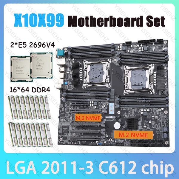 HUANANZHI X10X99 16D Dual CPU Motherboard Set LGA 2011-3 With 2*E5 2696 V4 16*64GB=1024GB DDR4 ECC RAM Support NVME M.2 SATA3.0