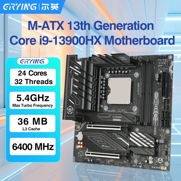 ERYING DIY PC Gamer Motherboard with Onboard Core CPU Interpose Kit i9 13900HX 24C32T DDR5 RAM M.2 NVME LGA1151 Desktop Computer
