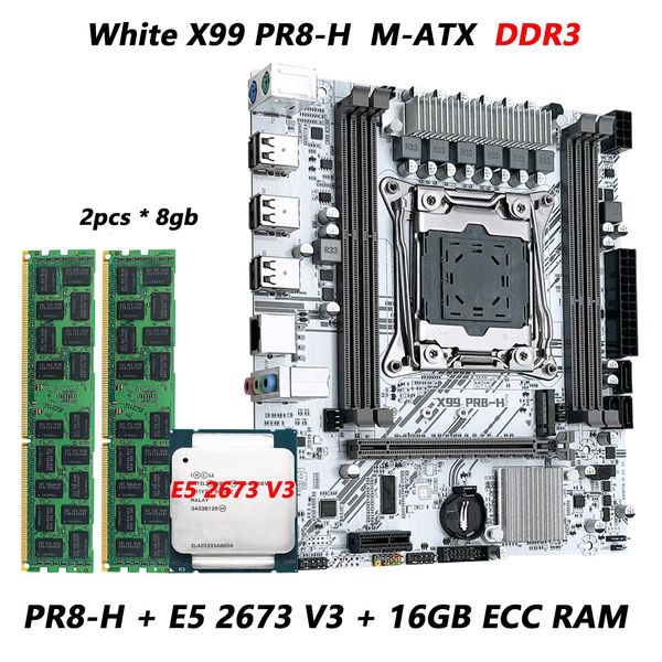 MACHINIST X99 Motherboard Combo LGA 2011-3 kit Xeon E5 2673 V3 CPU DDR3 16GB RAM Memory NVME M.2 USB2.0 White PR8-H M-ATX