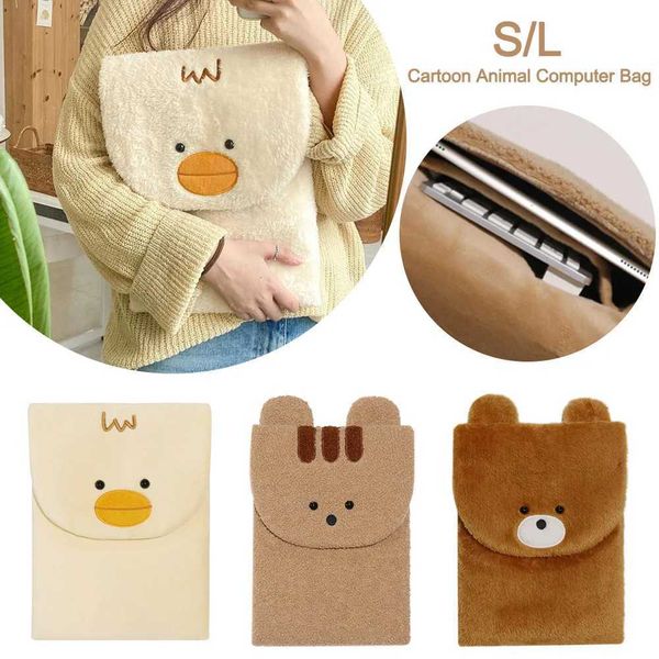 Fashionable plush cartoon animal computer bag large capacity portable iPad storage bag cute laptop bag Z250224