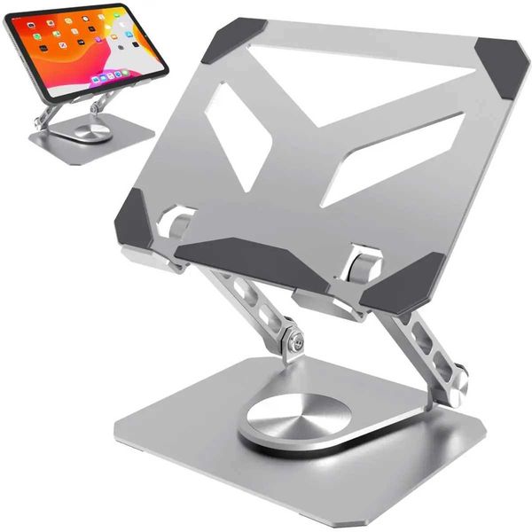 Foldable 360 Rotatable Tablet Stand Portable port Aluminum Adjustable Laptop Desktop Stand for IOS and Android TabletsXJ220228