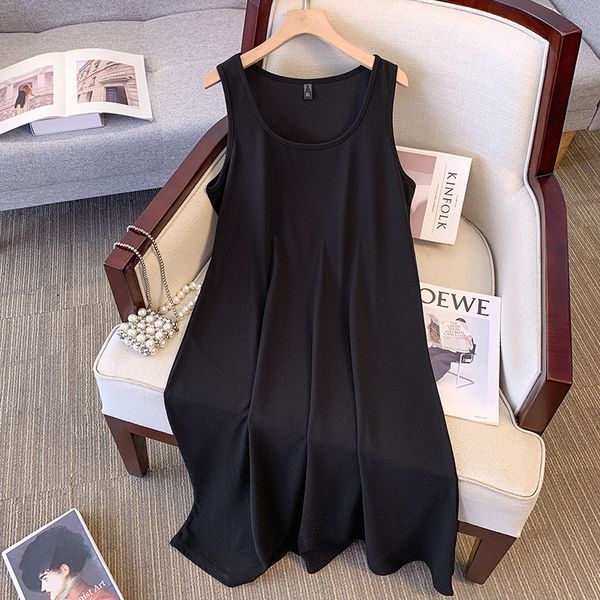 Plus size, loose vest dress for early autumn, women's outerwear with a slimming base, versatile A-line long skirt 3428, Black
Plus size, loose vest dress for early autumn, women's outerwear with a slimming base, versatile A-line long skirt 3428, Black