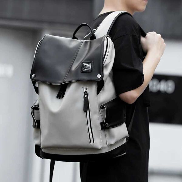 High Quality Leather Backpack Men Business Laptop Backpack 15.6Inch Casual Trav…