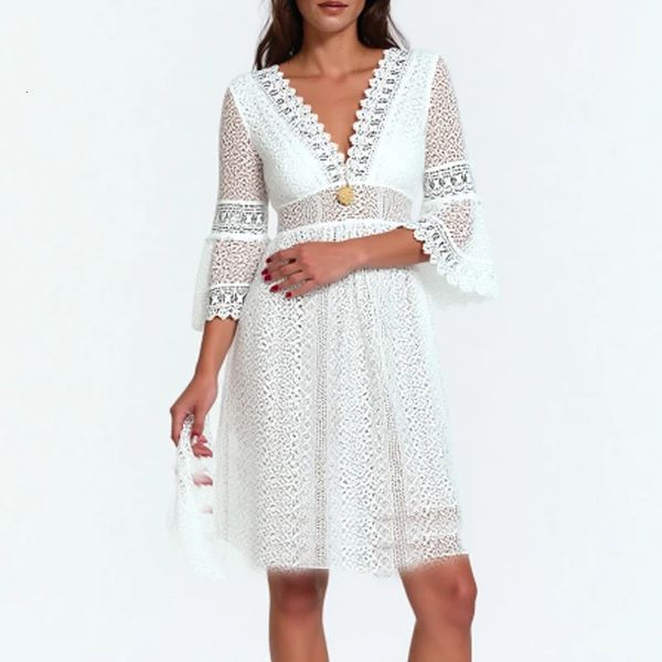 Beach Style High Waist White Women Dresses Elegant — compare prices at CompareOffers