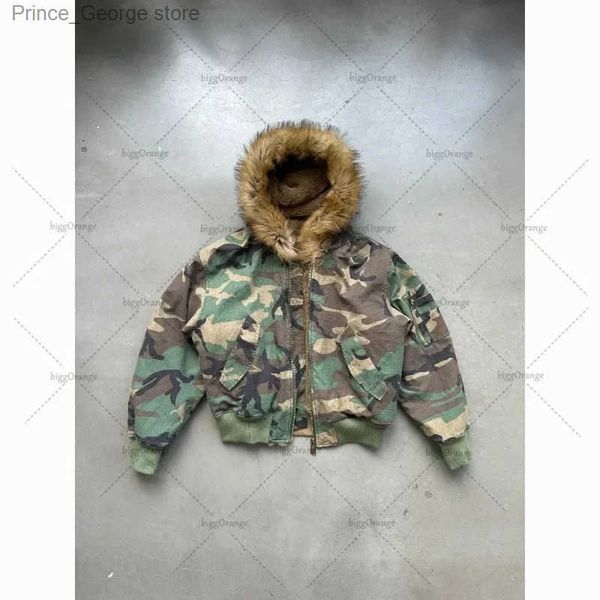 European and American High Street Fur Collar Zipper Hoodie Personality Camouflage Harajuku Jacket Classic Versatile Sweatshirt L250605