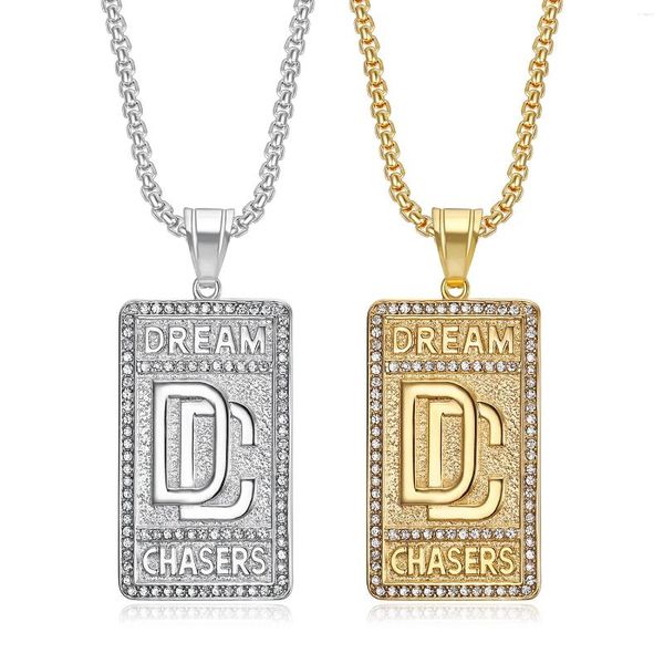 Pendant Necklaces Men's Dream Chasers Zircon Necklace Stainless Steel Bold Chain Hip-hop Punk For Party