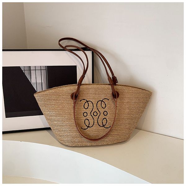 Women's large capacity woven satchel summer beach straw bucket shoulder bag, Khaki
Women's large capacity woven satchel summer beach straw bucket shoulder bag, Khaki