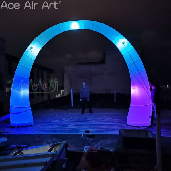 8mWx4.5mH (26x15ft) Inflatable Decorative Moon Arch LED Colorful Lights Party Archway with 2 Chassis for Stage or Nightclub