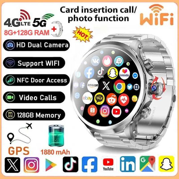 5G/4G Full Network Smart Watch for Men AMOLED 1.95 Big Screen HD Video Call 900W Camera GPS WIFI Google APP 8GB+128GB RAM Smartwatch X250609
