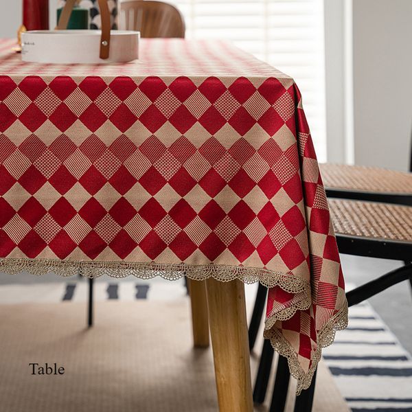 2025 Waterproof Dinning Oil-proof Red Festive Jacquard Coffee Table Cover