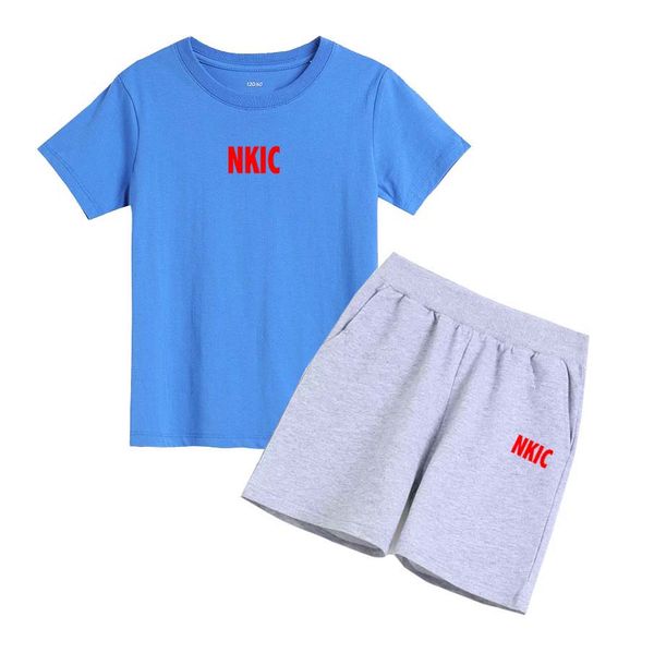 Children's Set Summer Short Sleeved Two-piece Sportswear for Boys Casual 100% Cotton T shirt Daily Children's Brand Clothing, Blue 1
Children's Set Summer Short Sleeved Two-piece Sportswear for Boys Casual 100% Cotton T shirt Daily Children's Brand Clothing, Blue 1