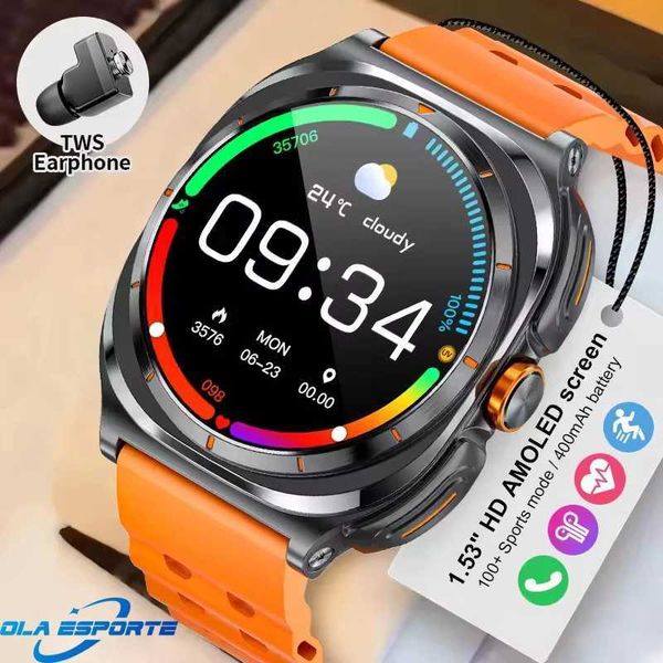 2025 Popular Wireless wireless connections watch Men water proof TWS Earphones Dual Earphones Call Health Monitor Sports Music Smartwatch X250609