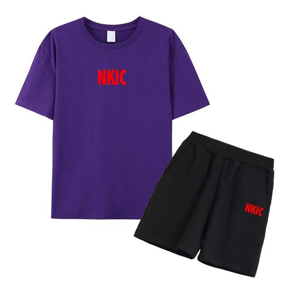 Fashion 2 Piece Set Men's Brand Tracksuits Breathable 100% Cotton T shirt Sports Suit letter Print Running Fitness Casual Short-sleeved Shorts, Navy blue
Fashion 2 Piece Set Men's Brand Tracksuits Breathable 100% Cotton T shirt Sports Suit letter Print Running Fitness Casual Short-sleeved Shorts, Navy blue
